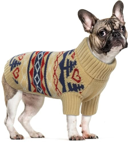 Hundepullover Kleine Hunde, Hundejacke Kleine Hunde Katzenpullover Wintermantel Hund Klein Hundepullover Französische Bulldogge Chihuahua Kleidung(Khaki, XS)