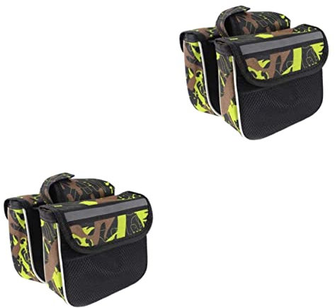 Toddmomy 2 Stücke Mountainbike Fronttasche Erste Pannier Zubehör Rohr Fahrrad Front Rahmen Tasche Fahrrad Handy Tasche Fahrrad Sattel Tasche Grün