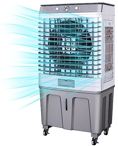 Yqyc Enfriador Evaporativo Comercial Portátil, Enfriador de Pantano, Modo de 3 Velocidades, Ventilador Enfriador de Agua para Interiores, Exteriores, Patio, Garaje, Industrial (Color : 500W)