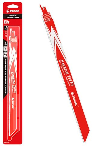 EZARC Carbide Reciprocating Saw Blade R978HM Endurance for Thick Metal, Cast Iron, Alloy Steel 300mm 8TPI, 1-Pack