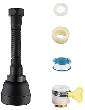 CLKE Mousseur Robinet Pivotant, Rallonge Robinet Cuisine,Lavabo Universelle en Laiton,Flexible Robinet Cuisine à 360 °,Trois Modes Pressurisation Anti-Eclaboussures,Accessoires Cuisine 172mm（Noir )