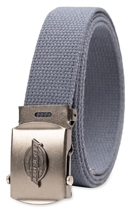 Dickies Fabric Web Plaque Logo Buckle Belt-One Cut fit-Fits Up to Size 42 Waist Cinturón, Gris, Hombre