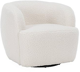 sweeek - Cosy Drehsessel mit cremefarbenem Bouclé-Bezug, B 79,5 x T 77,5 x H 67 cm - Laya