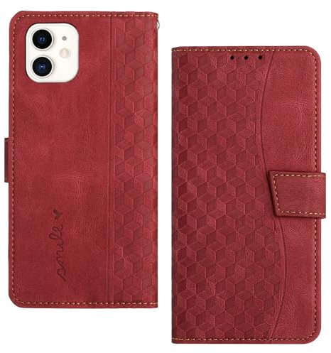 Radoo Handyhülle für iPhone 11 (6,1 Zoll) Hülle Leder für Klappbar PU Leder Tasche Flip Wallet Stoßfeste Case Schutzhülle Klapphülle für iPhone 11 Hülle Lederhülle (Rot)