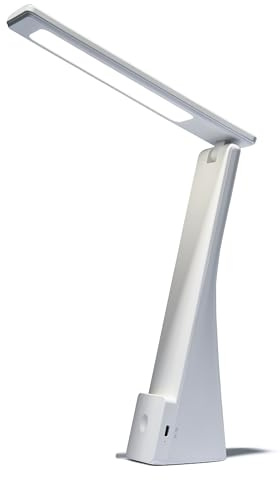 EINLICHT LED Schreibtischlampe | TAFEL | touch dimmbare Schreibtischleuchte kabellos 5W, Leselampe schwenkbar Nachttischlampe neutralweiß 4000K 26cm hoch, USB-C laden, weiß