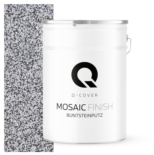 Q-COVER Buntsteinputz 25 Kg Grau M33 Mosaikputz Sockelputz Dekorative Putz Innen & Außen Fassadenputz Fertigputz Edelputz Oberputz Kratzfest Wetterfest