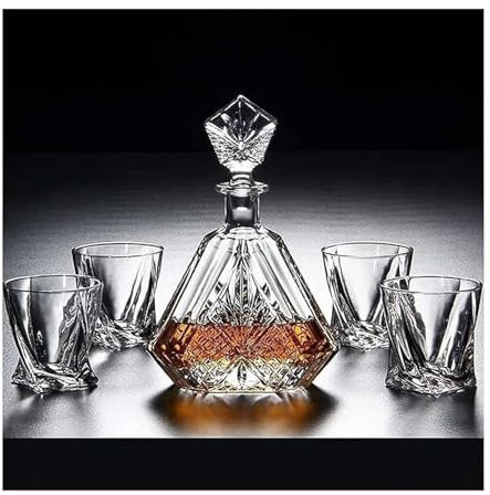 Decantador de Vidrio,Decantador, Decanter Decanter Wine Decanter Juego de 5 vasos decantadores 100% cristal Decanter 650 ml