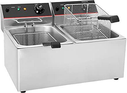 Friteuse électrique Commerciale avec Panier, friteuse à Huile de Poisson à Induction, avec Fonction de contrôle de la température, pour Usage Commercial et Domestique, 8L/16L