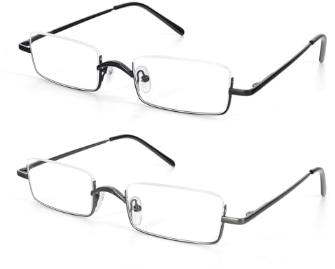 KoKoBin 2 Pack Lesebrille Halbbrille aus Metallrahmen mit Halbrahmen Sehehilfe mit Brillenetui für Damen und Herren
