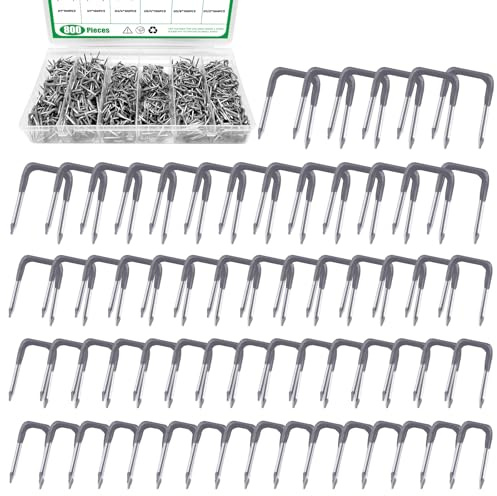 Yauhar 800Pcs 5/8 3/4 1/2 1 Electrical Cable Cord Management Assortment with Plastic Storage Case, Insulated U Staple Nails for Fixing Non-Metallic Electrical Wire