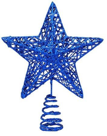 Dickly Weihnachtsbaumspitze, Stern, Weihnachtsbaum, Glitzer, dekorativ, bruchsicher, Weihnachtsbaumschmuck für das Neujahrsfest, Partybedarf, Büro, Blau