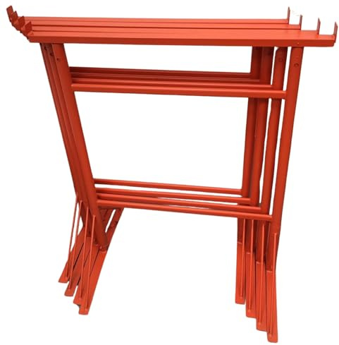 HILL TOP FABRICATIONS LTD - 4 x BUILDERS TRESTLES SIZE NO.2, ADJUST FROM 750mm - 1200m (Trestle Band Stands) SWL 400kg Made In The UK - Powder Coated Orange For Hard-Wearing Finish. Ideal For Builders