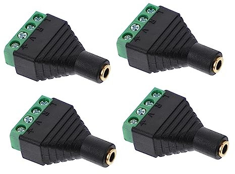 Hemobllo 4pcs Headphone Plug Stereo Terminal Block Connector Adapter for Audio Jack Panel Mount Use Headphones