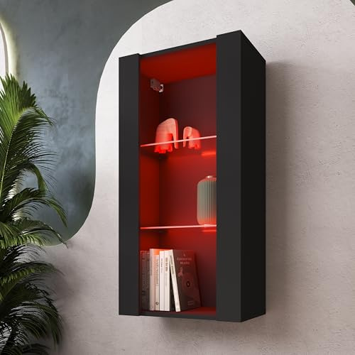 Komodee Vitrine Hängend Tivoli Vertical A2 Schwarz/Schwarz 50x100x29 cm