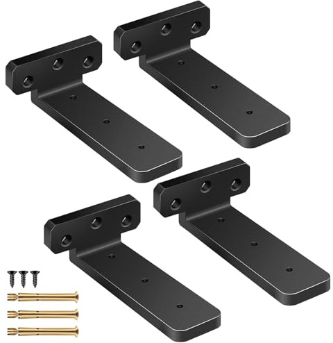 6 Inch Shelf Bracket Heavy Duty Floating Shelf Brackets, 4 Pack Black Wall Brackets for Shelves, Scaffold Board Shelf Brackets, 15cm