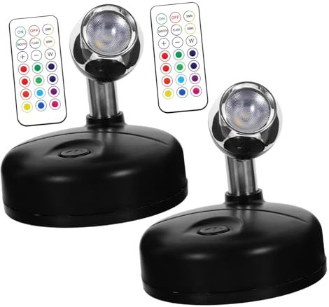SHINEOFI 2pcs Led Spotlight Remote Control Color Battery Operated Accent Lights for Home Display and Indoor Decor