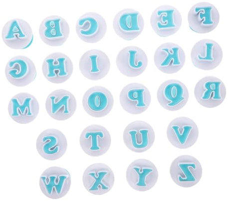 NUOBESTY 26pcs Uppercase Letters Reusable Cookie Molds for DIY Baking Fondant Mousse and Cake Decorating Letter Molds for Cake Decorating Cookie
