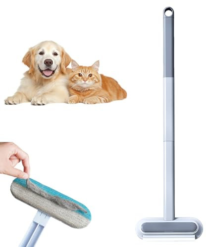 2025 Neu Tierhaarentferner Multifunktion Langen Griff, 3 In 1 Pet Hair Remover, Fusselrolle Tierhaare mit 2 Kleiner Bürste Katzenhaarentferner Aufnahme von Tierhaaren für Kleidung Sofa Bett (1)