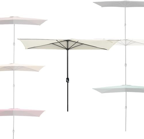 Parasol rectangulaire d'extérieur - 250 cm - Demi parasol mural pour terrasse, jardin, balcon, pique-nique - Blanc