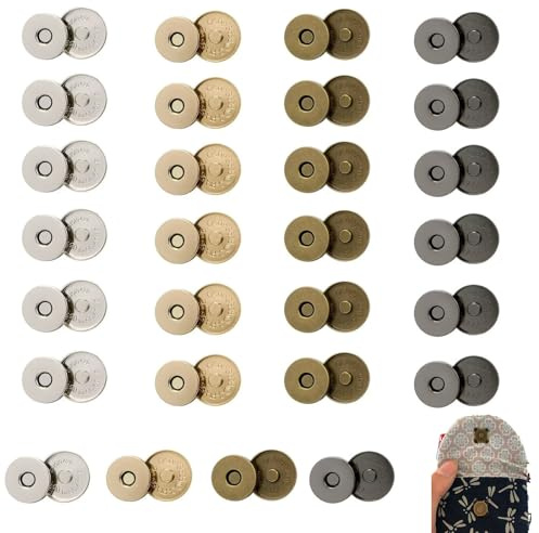 Botones magnéticos para Bolsos 28 Unidades 18 mm Multicolor imanes de Cierre sin Coser para Carteras Chaquetas Mochilas Ropa DIY Accesorios de Costura Manualidades hogar