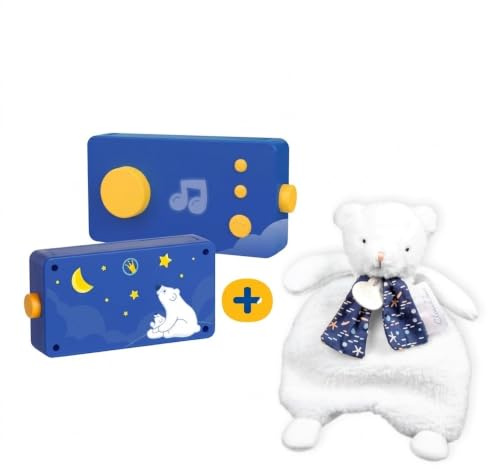 Lunii - Coffret Ma 1ère Lunii + Doudou Ours Luminescent Offert | Conteuse dès la Naissance - 50 Comptines, Berceuses & Bruits Blancs offerts à télécharger - Endormissement & Routine du Soir