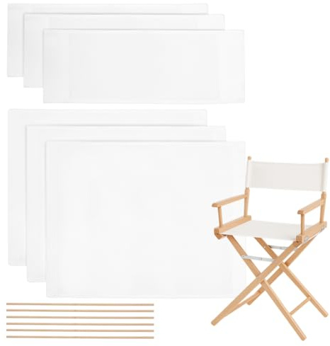 nbeads 3 Satz Ersatzbezüge Für Regiestühle, Weiße Segeltuch Regiestuhl Schonbezug Sets Mit Holzstäben Für Make Up Drehstühle, 53×42.5cm/53×20cm