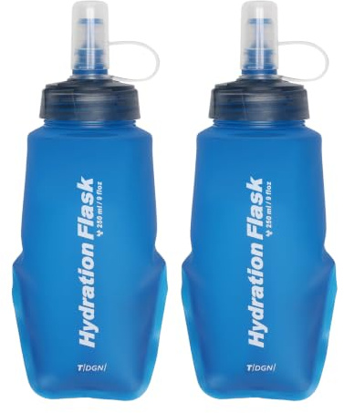 TRIWONDER Bouteille d'eau Souple Gourde Sport, A - Bleu, 250 ml - 2 Pièces | Pliable, Flasque Running, Poche Hydratation, Utilisation en Extérieur