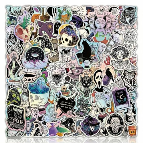 Hopzab 100 Pcs Gothic Stickers,Black & White Retro Design Waterproof Decorations Stickers for Laptop,Water Bottles, Skateboard,Bike,Car,Suitcase