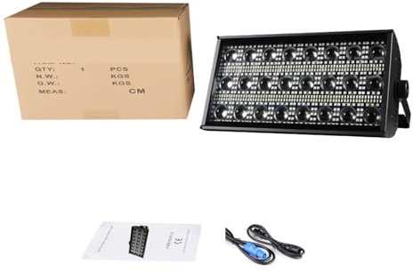 Luce stroboscopica a LED Beam&Strobe RGBW 4 in 1 da 300 W, 48 partizioni, 24 pezzi, 8000 K, DMX, super luminosa, for DJ, bar, effetti di illuminazione da palco,Efficienza Energetica