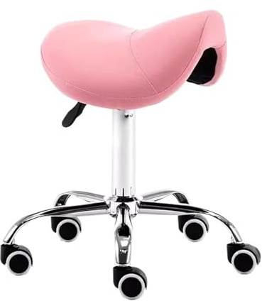 SHENJMAI Drehhocker auf Rollen Friseurstuhl Tattoo Studio Friseur Sattelhocker auf Rädern Styling Stuhl Salonmöbel(Pink)