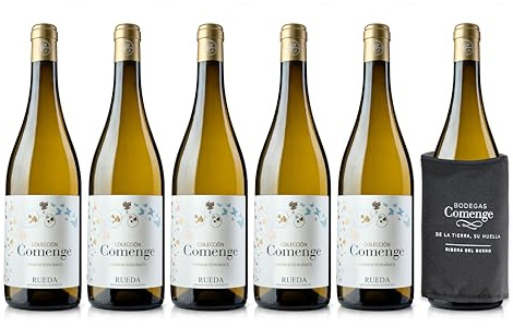 Vino Blanco Verdejo de Bodegas Comenge 2024 Ribera del Duero D.O. Rueda – Pack 6 vino blanco + Incluye Manga Enfriadora - Caja regalo reforzada Vinos Blancos