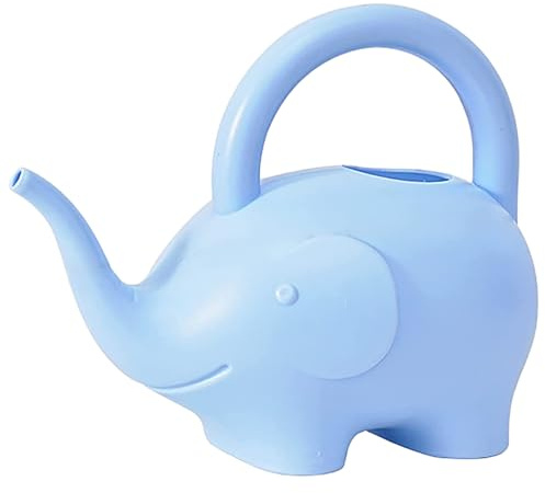 Peosaard Regadera de Pico Largo, regadera de Elefante, Lindo Animal de Elefante Azul, Bote de Agua de Pico Largo de plástico liviano para Patio, césped, Plantas, Flores, balcón, 1 L, pequeño