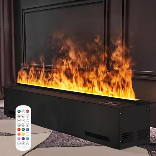vanenferse Cheminée À Vapeur d'eau, Cheminée Décorative avec Flamme Atomisée 3D, Cheminée Électrique Encastrable, Chauffage D'appoint Humidifiant À Effet Flamme Simulée, pour Maison, Bureau, Hôtel