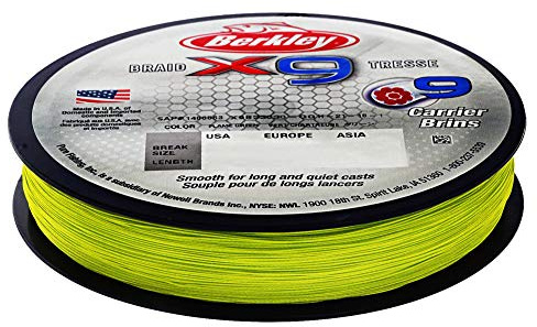 Berkley X9 Braided Fishing Line - 9 Strand Braid Line for Saltwater and Freshwater Fishing, Unisex,, Flame Green, 31.5kg| 328yd | 300m