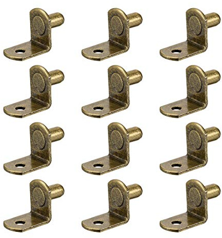 sourcing map Shelf Support Peg,6mm L-Shaped Support, Furniture Cabinet Closet Shelf,Bracket Pegs with Hole,for Kitchen Furniture Book Shelves Supplies,Bronze 20pcs