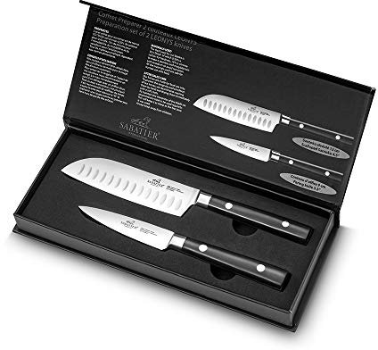 Sabatier Leonys Ensemble 2 Pièces avec Couteau d’Office 9 cm et Mini Santoku 12 cm