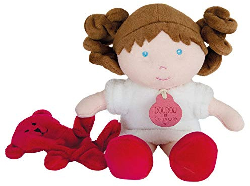 Doudou et Compagnie - Poupée Chiffon pour Bébé - Poupée Doudou Fille - 23 cm - Blanche - Jolie Boîte Cadeau - Petite Demoiselle - DC3682