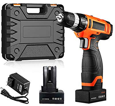 POOPFIY Perceuse sans Fil 12/16 / 24V Tournevis électrique perceuse électrique Lithium perceuse sans Fil Mini Tournevis sans Fil Drill Outils électriques,24v 1b
