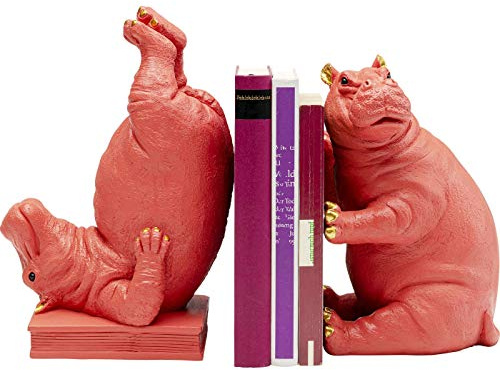 Kare Design Buchstütze Hippo, Pink, 2er Set