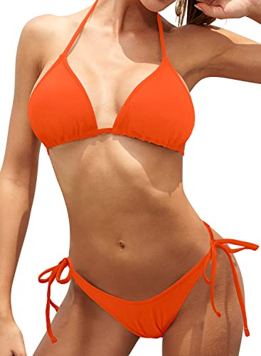 SHEKINI Damen Bikinis Set Klassischer Verstellbarer Triangel Bikinioberteil Sexy Rückenfrei Badeanzug Schnürung Bikinihose Strandbikini für Frauen