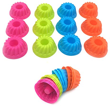 Zasiene Silikonform Gugelhupf Klein 24 Stück Mini Gugelhupfform Silikon Backformen Kinder Silikon Backform für Machen Kürbis Mini Cakes Pudding Gelee
