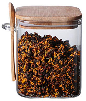 OnePine 800ml Barattoli di Vetro, Barattolo di Caffè con Coperchio e Cucchiaio, Quadrati Contenitori Barattoli Vetro per Conservare Tè Caffè Zucchero Spezie