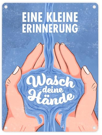 Eine kleine Erinnerung - Wasch deine Hände - Metallschild für das Badezimmer