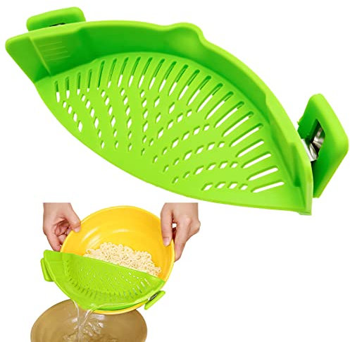 YHSWIN Silikon Sieb Grün, Silikon Lebensmittel Sieb Pastasieb Küchensieb, für alle Arten von Pfannen und Pfannen
