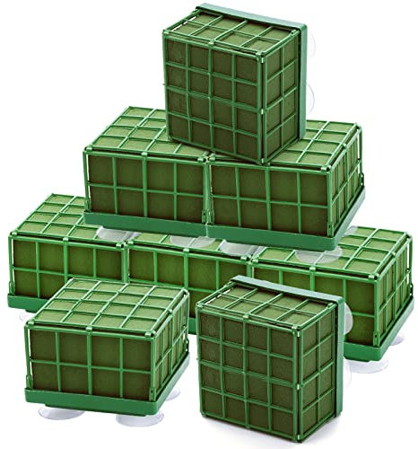 Lyellfe 8X Quadrat Blumenschaum Käfig, Blumenkäfig-Arrangeur, Blumenschaum mit Saugnapf für frische Kunstblumen, Tischdekoration und Hochzeitsdekoration