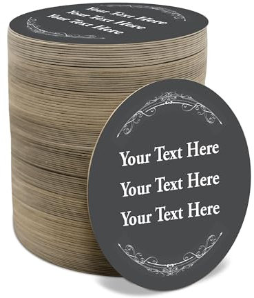 Personalised Beer Mats Pack of 48 - Absorbent Recyclable Round Cardboard Drink Mat Coasters - Accessories for Home Bars Pubs - CO-CARD-DI017-GRAY-R-48 - ADD YOUR TEXT