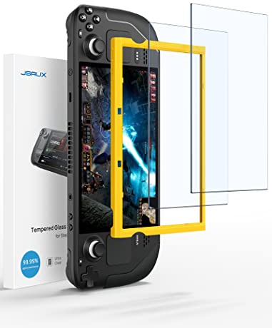 JSAUX 2er-Pack Ultra HD Displayschutz für Steam Deck OLED/LCD | mit Montagerahmen, Einfache Installation, 99% Klarheit, Vollbildabdeckung, 9H Glas, Anti-Fingerprint, Kratzfest