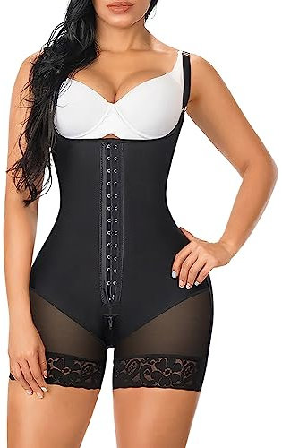 YIANNA Gaine Ventre Plat Femme Invisible Amincissante Body Gainant Sculptant Shapewear Bodysuit Minceur Post Accouchement Corset Combinaison Noir M 7260