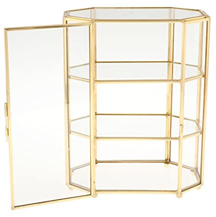 Potadak 3-Stufige Schmuck Schatulle Glas Make-Up Organizer Schmuck Schatulle Multifunktion Vitrine für die Aufbewahrung Von Schminken Tisch Dekorationen