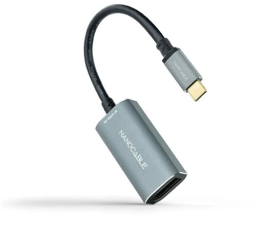 NANOCABLE 10.16.4104-G - Conversor USB-C a DisplayPort 8K Aluminio, 15 cm, Color Gris